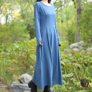 light blue modest dresses for wedding under 200 long sleeves Modest Sky Blue Satin Bridesmaid Dresses Long Sleeves