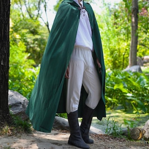 Cotton Linen LARP Cloak with Hood – Medieval Ranger Cape for Renaissance Fair, Fantasy Cosplay, Viking or Elf Costume,