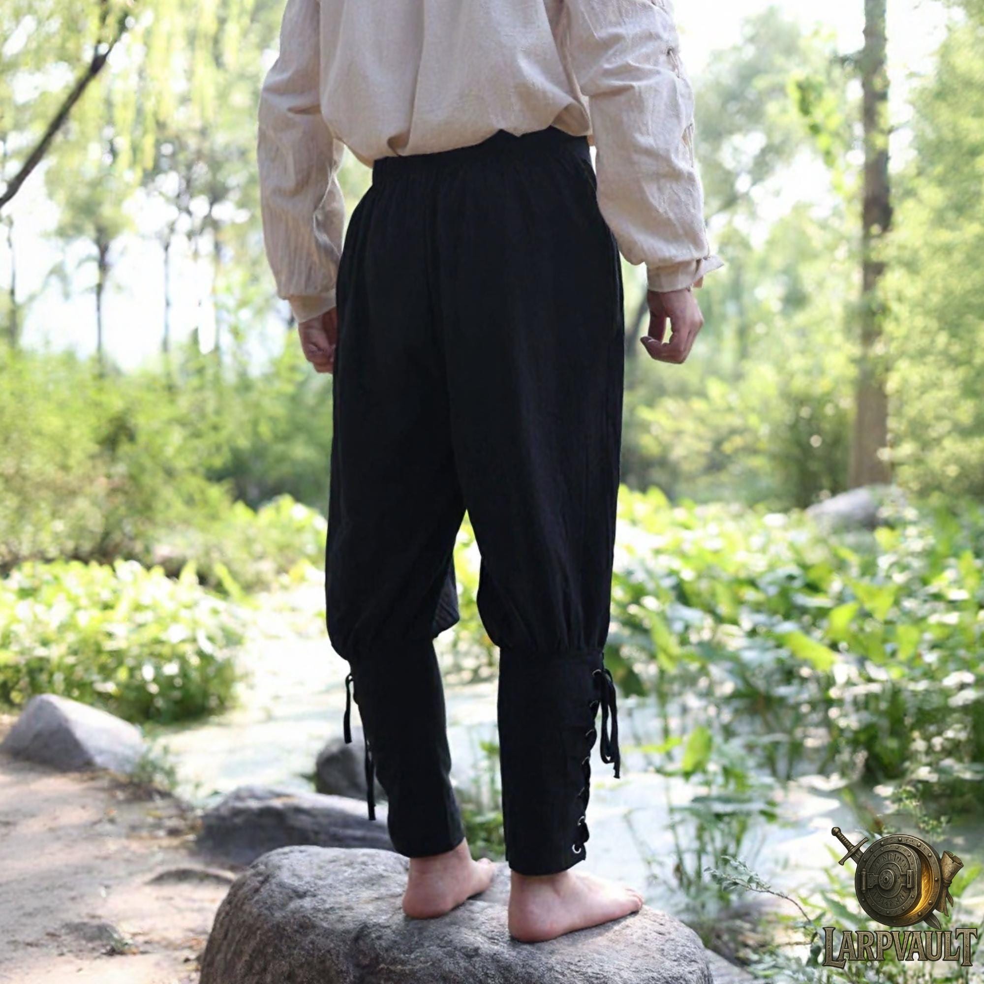 Black Renaissance LARP Medieval Pants - Cotton Linen Pirate Pants