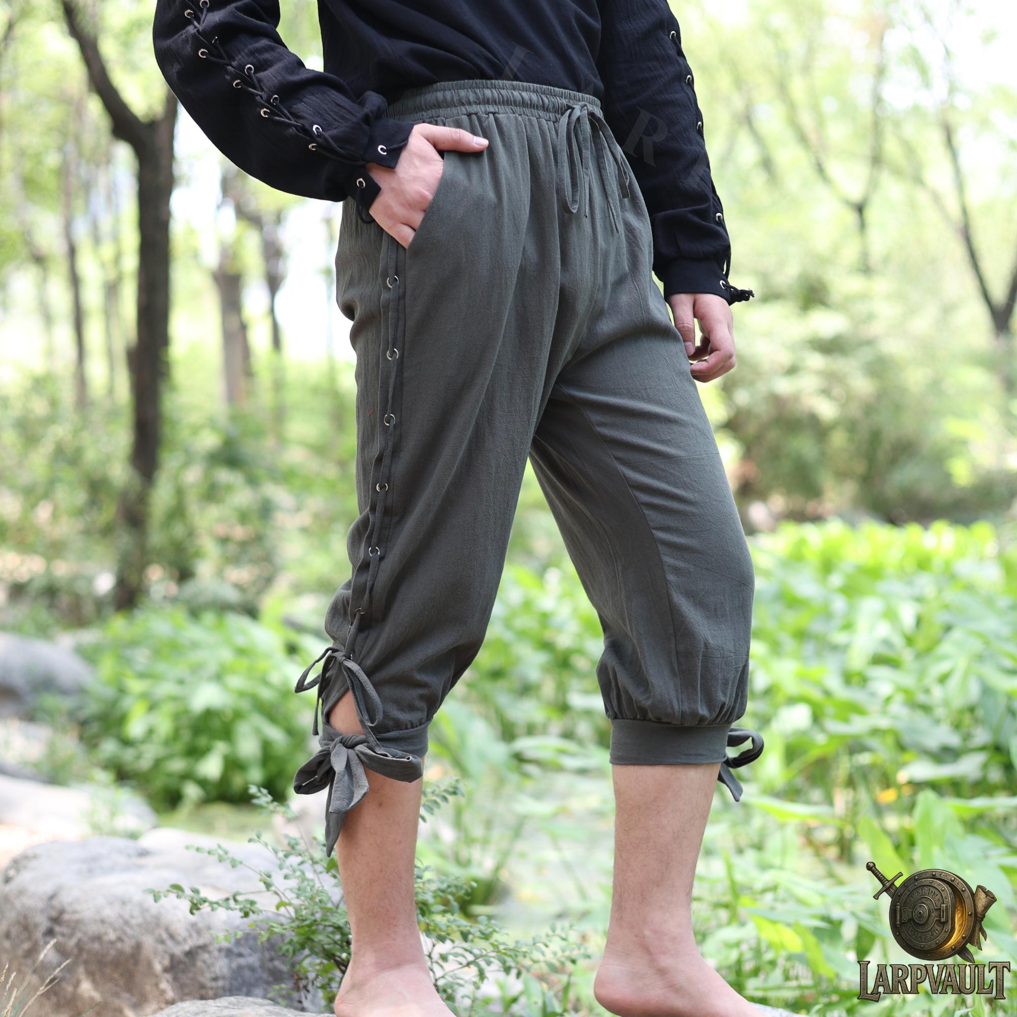 Medieval Pants with Lace-Up Sides - LARP Peasant Trousers for Renaissance Fair & Fantasy Cosplay Outfit