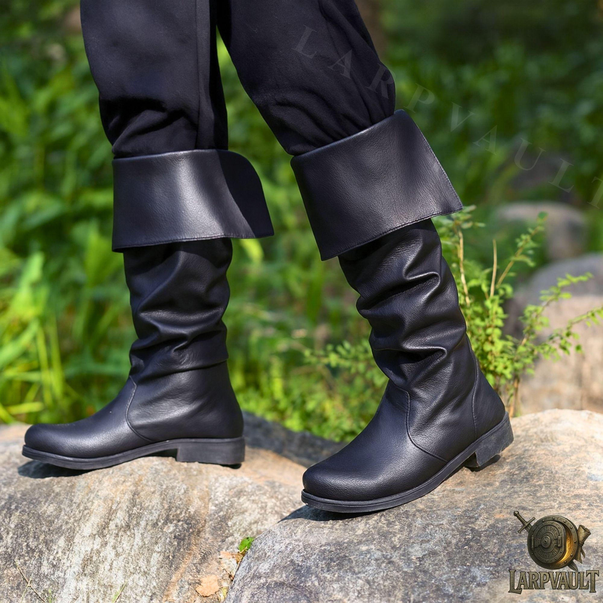 Unisex Faux Leather Pirate Boots: Fold-over Cuff, LARP Cosplay