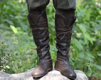 Renaissance Fair Boots - Historical Event Footwear, Medieval Costume Boots, LARP Knee High Boots, Fair Outfit Medieval Boots For Cosplayer