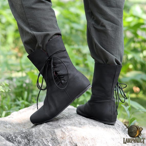 Black Medieval LARP Boots – Renaissance Fair Shoes, Fantasy  display picture 2