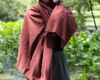Mantello medievale avvolgente – Sciarpa LARP, mantello da fiera rinascimentale, sciarpa rustica per cosplay, mantello da nomade del deserto, costume medievale unisex