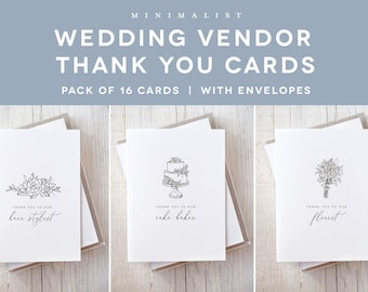 Wedding Vendor Thank You Cards: Minimalist Set of 16