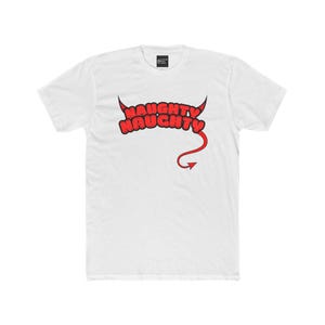 Devilish Unisex Tee, Naughty Devil Shirt, Cotton Crew T-Shirt, Funny Devil Top, Spooky Halloween Clothing