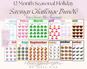 Seasonal Holiday Savings Challenge Printable – 12 Month Tracker (PDF)
