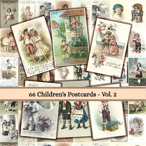 Antique Children’s Postcards – Vol. 2 | Printable Vintage Ephemera for Crafts, Junk Journals, Scrapbooking, Collage & Gift Tags