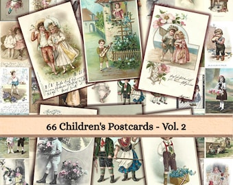Antique Children’s Postcards – Vol. 2 | Printable Vintage Ephemera for Crafts, Junk Journals, Scrapbooking, Collage & Gift Tags
