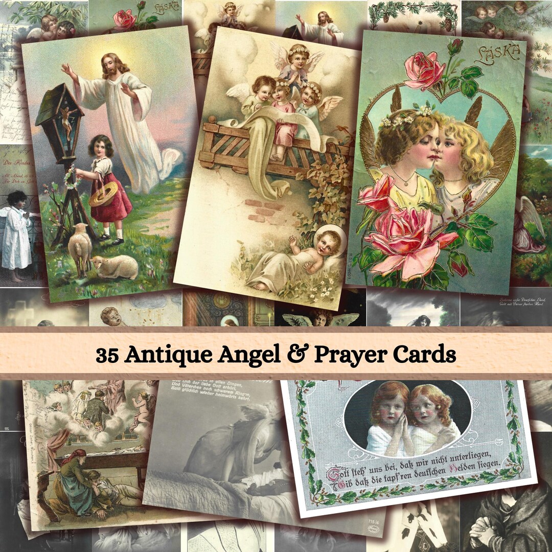 Heavenly Whispers – Antique Angel & Prayer Cards | Printable Vintage ...