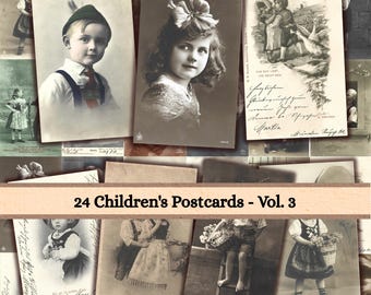 Antique Children’s Postcards – Vol. 3 | Printable Vintage Ephemera for Crafts, Junk Journals, Scrapbooking, Collage & Gift Tags