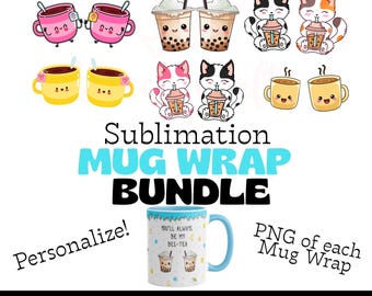 Paquete PNG de envoltura de taza de té personalizada / 11 oz / Maqueta incluida / Bes-tea