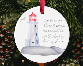 Adorno de Nueva Escocia / Feliz Navidad desde Nueva Escocia / Peggy's Cove / Adorno de la Provincia Marítima