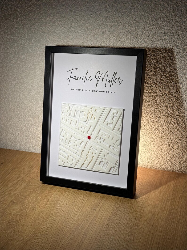 Personalisiertes 3D-Poster Familie, Karte & Herz / Zuhause / Sweet Home ...