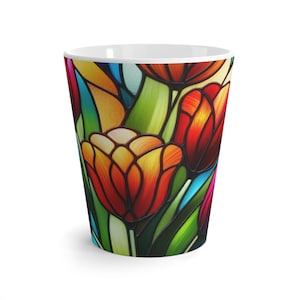 Stained Glass Latte Mug - Unique Coffee Cup, Colorful Tea Mug, Pretty Cappuccino Mug, Gift for Coffee Lover, Kitchen Decor
