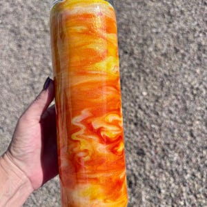 30 oz Handmade orange swirl tumbler