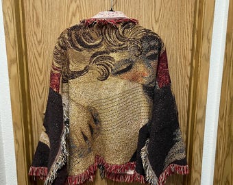 Guitar playing Cherub upcycled Blanket Jacket