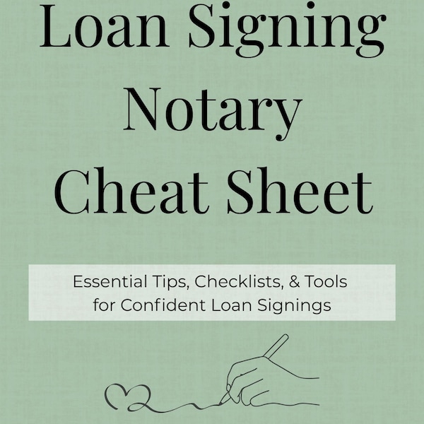 Notary Loan Signing Cheat Sheet Binder: Mobile Notary Guide (Digital Download, 24-Page PDF)