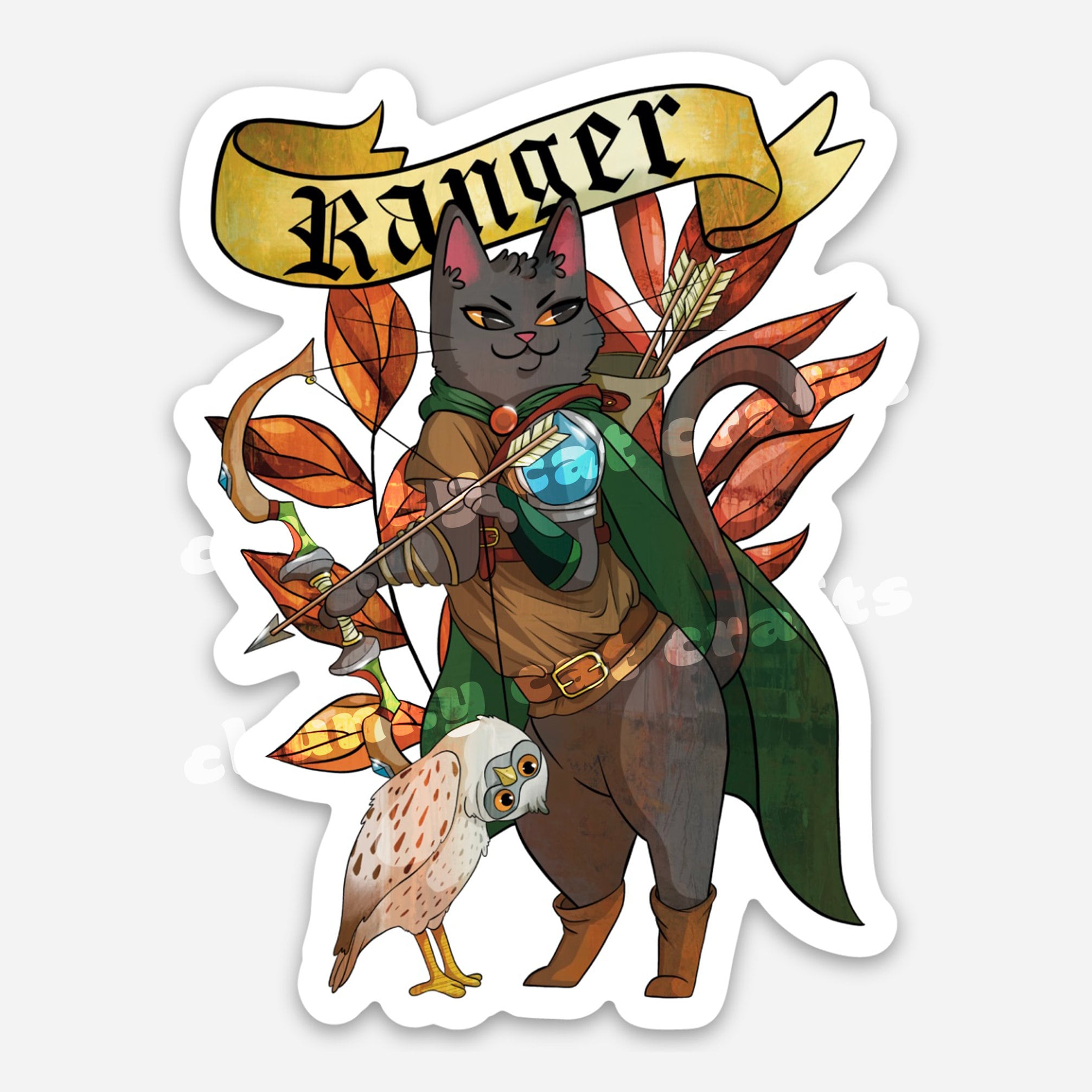 Dnd Stickers Ranger Dnd Ranger Sticker - Dnd Cat Stickers - Fantasy RPG Vinyl Decal - Etsy