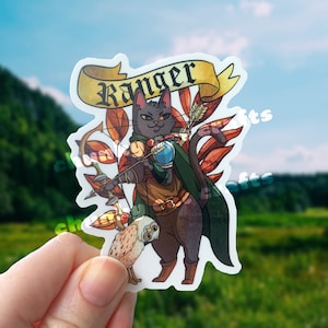DnD Ranger Sticker - DnD Cat Stickers - Fantasy RPG Vinyl Decal