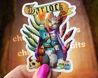 DnD Warlock Sticker - Cat DnD Stickers - Fantasy RPG Vinyl Decal