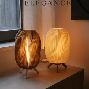 Modern Ribbed Table Lamp – Warm Ambient Lighting with Sculptural 3D Design, Nordic Minimalist Bedside & Desk Light