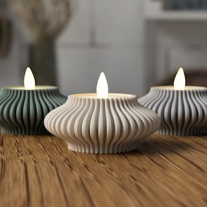 3D Printed Tealight Candle Holder: Modern Ribbed Design, Minimalist Decor