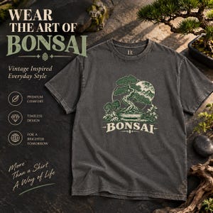Bonsai-Baum-T-Shirt, Vintage-T-Shirt mit japanischem Pflanzenmotiv, Geschenk für Pflanzenliebhaber Bild 2