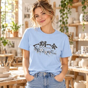 Ichigo Ichie T-Shirt, Japanese Calligraphy Tee, Cherry Blossom Kanji, Once in a Lifetime Gift image 12