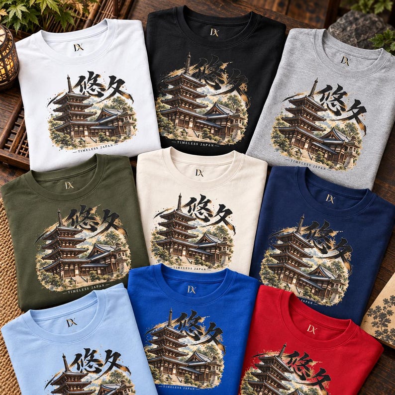 Camiseta con diseño de templo japonés, pagoda de cinco pisos, kanji Yukyu, regalo de viaje a Japón imagen 3