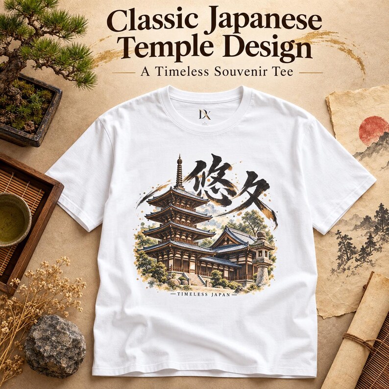 Camiseta con diseño de templo japonés, pagoda de cinco pisos, kanji Yukyu, regalo de viaje a Japón imagen 4
