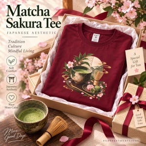 抹茶Tシャツ、日本の茶道Tシャツ、抹茶好きへのギフト 画像 1