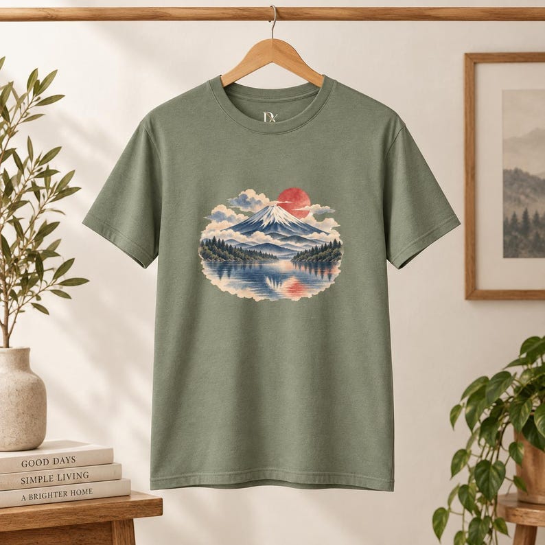 T-shirt met de berg Fuji, vintage Japans landschap T-shirt, Japan reiscadeau afbeelding 9
