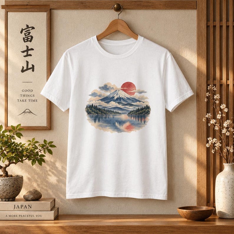 T-shirt met de berg Fuji, vintage Japans landschap T-shirt, Japan reiscadeau afbeelding 16