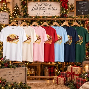 Jultomten Sleigh Barn T-shirt, Ren Måne Jult-shirt, Julklapp för barn bild 14