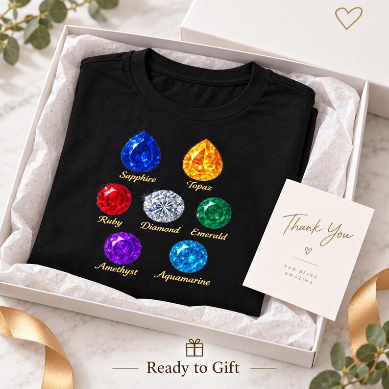 T-shirt unisex con pietre preziose - Simpatica maglietta grafica per amanti delle gemme, maglietta con pietra portafortuna, appassionati di cristalli, regalo per lei immagine 13