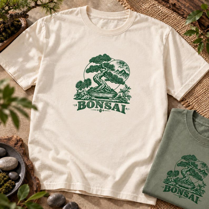 Bonsai-Baum-T-Shirt, Vintage-T-Shirt mit japanischem Pflanzenmotiv, Geschenk für Pflanzenliebhaber Bild 6