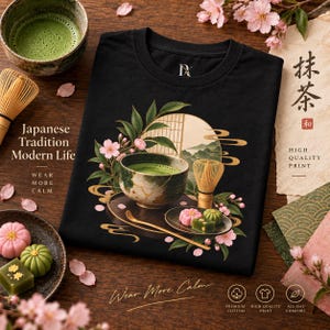 抹茶Tシャツ、日本の茶道Tシャツ、抹茶好きへのギフト 画像 12