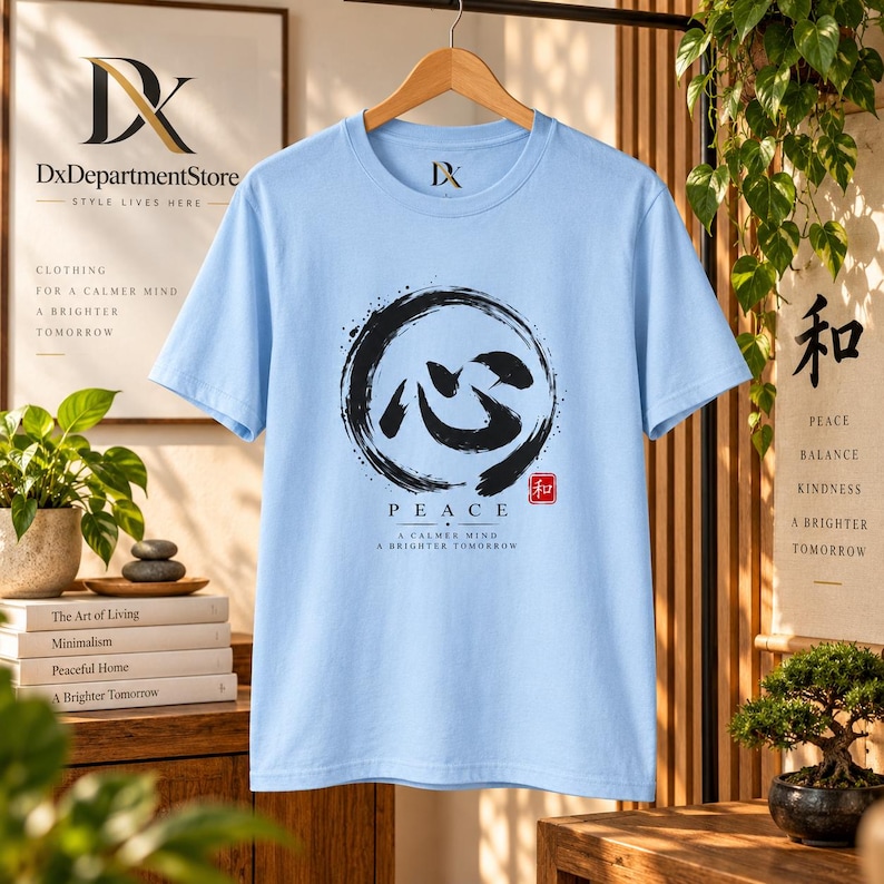 Camiseta com Kanji da Paz, Camiseta Zen Enso Circle, Presente de Meditação com Caligrafia Japonesa imagem 15