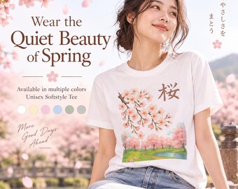 Camiseta unisex con estampado de flores de cerezo, camiseta para amantes de la naturaleza, camiseta con estética primaveral, regalo de cumpleaños, ropa para festivales.