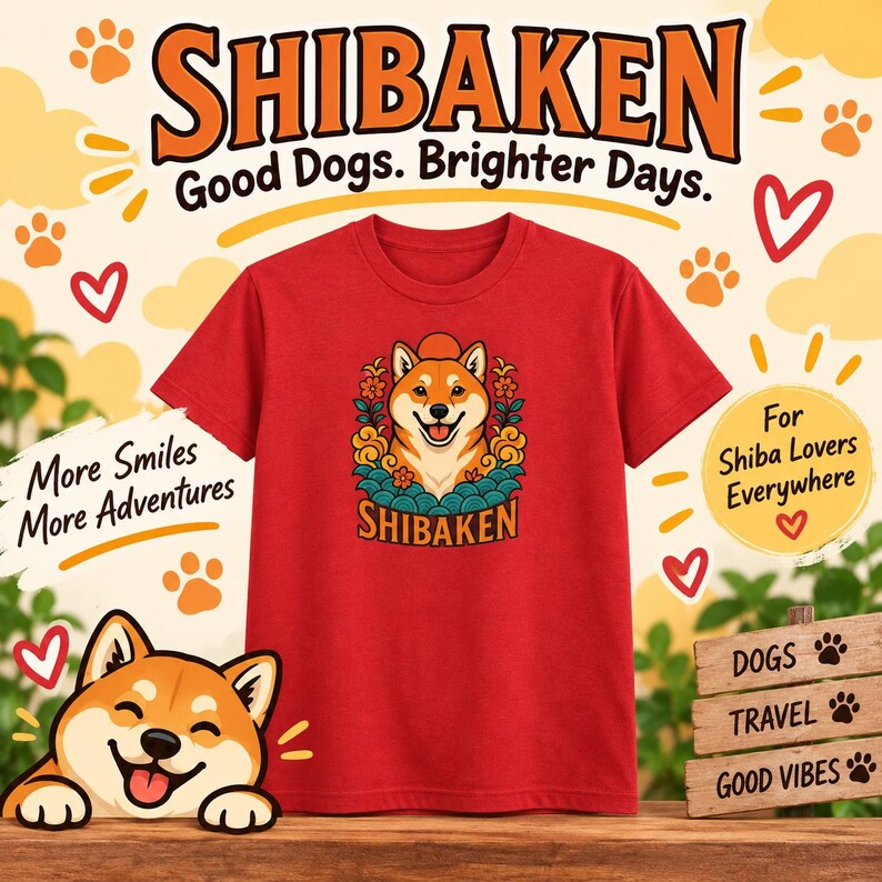 Shiba-Inu-T-Shirt, süßes japanisches Hunde-T-Shirt, Geschenk für Shiba-Mama, Shirt für Hundeliebhaber, Kawaii-Shiba-Grafik-T-Shirt, Unisex-Shirt mit japanischer Kunst Bild 12