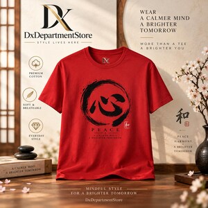 Camiseta com Kanji da Paz, Camiseta Zen Enso Circle, Presente de Meditação com Caligrafia Japonesa imagem 17