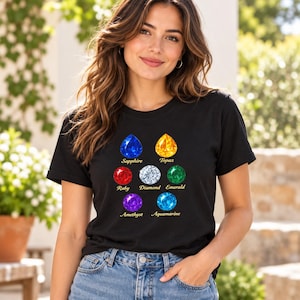 T-shirt unisex con pietre preziose - Simpatica maglietta grafica per amanti delle gemme, maglietta con pietra portafortuna, appassionati di cristalli, regalo per lei immagine 10