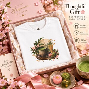 抹茶Tシャツ、日本の茶道Tシャツ、抹茶好きへのギフト 画像 8