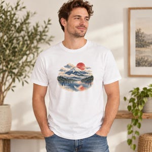 T-shirt met de berg Fuji, vintage Japans landschap T-shirt, Japan reiscadeau afbeelding 7