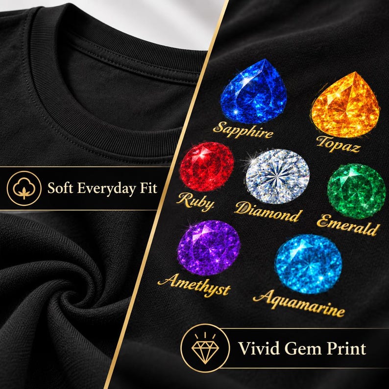 T-shirt unisex con pietre preziose - Simpatica maglietta grafica per amanti delle gemme, maglietta con pietra portafortuna, appassionati di cristalli, regalo per lei immagine 14