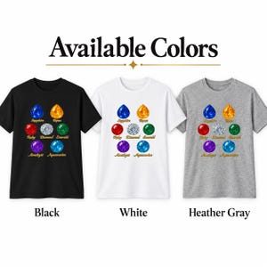 T-shirt unisex con pietre preziose - Simpatica maglietta grafica per amanti delle gemme, maglietta con pietra portafortuna, appassionati di cristalli, regalo per lei immagine 12