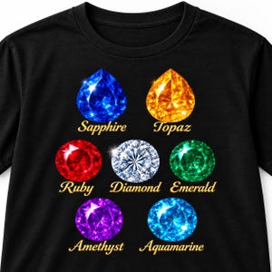 T-shirt unisex con pietre preziose - Simpatica maglietta grafica per amanti delle gemme, maglietta con pietra portafortuna, appassionati di cristalli, regalo per lei immagine 17