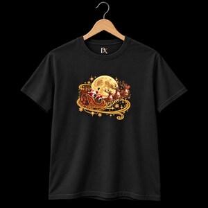 Jultomten Sleigh Barn T-shirt, Ren Måne Jult-shirt, Julklapp för barn bild 9