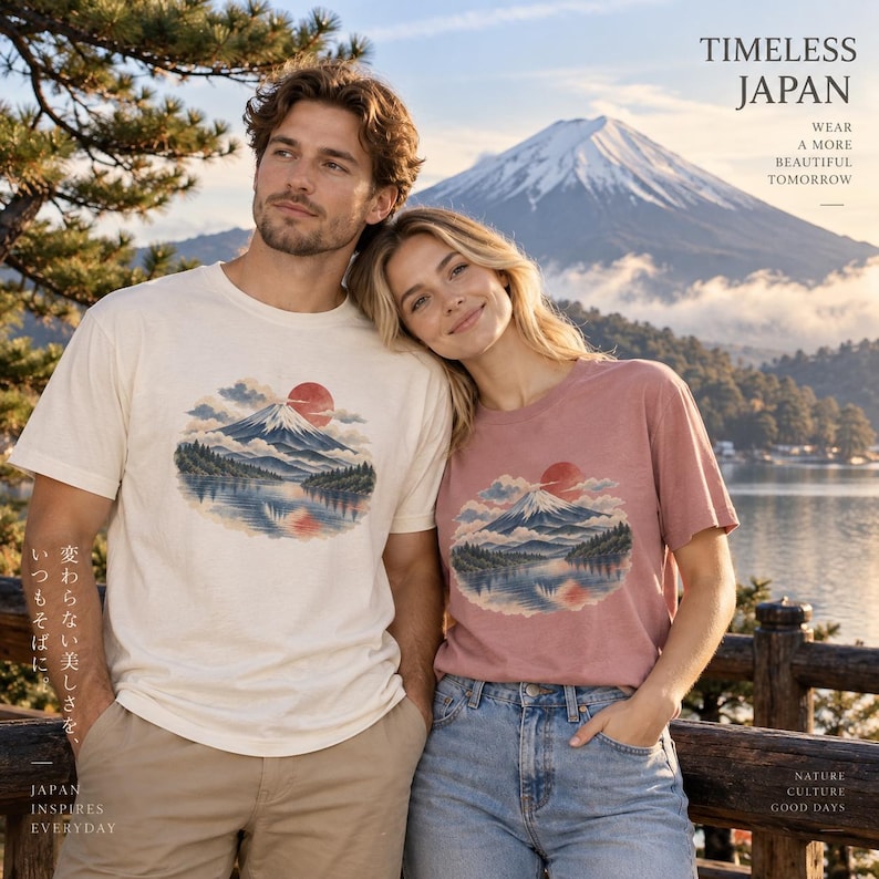T-shirt met de berg Fuji, vintage Japans landschap T-shirt, Japan reiscadeau afbeelding 15